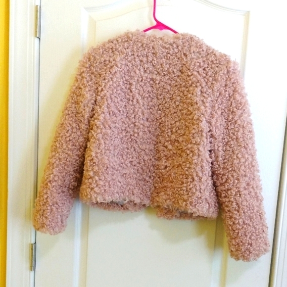 SugarHigh Pink Fuzzy, Curly Women's Long Sleeved Jacket- XS - Picture 4 of 4